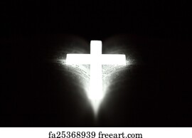 Free art print of Open holy bible with glowing cross in the middle ...