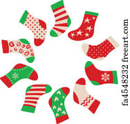 Free art print of Christmas stockings. Stockings hanging for Christmas