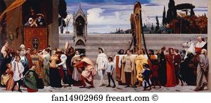 Laurel Art Print - Cimabue's Celebrated Madonna Is Carried In Procession Through The Streets Of Florence; In Front Of The Madonna, And Crowned With Laurels, Walks Cimabue Himself, With His Pupil Giotto; Behind It Arnolfo Di Lapo, Gaddo Gaddi, Andrea Tafi, Niccola Pisano, Bu