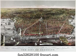 Map Art Print - City Of Brooklyn, New York. Map By Currier & Ives ™, 1879.
