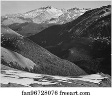 Close Art Print - Close In View, Dark Shadowed Hills In Foreground, Mountains In Background, "long's Peak, Rocky Mountain National Park, " Colorado. Photographs Of National Parks And Monuments, Compiled 1941 - 1942, Documenting The Period Ca. 1933 - 1942.