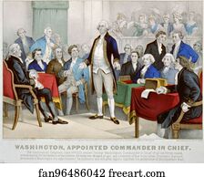 Appointment Art Print - Color Lithograph Depicting George Washington After His Appointment As Commander In Chief Of The Continental Army.
