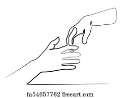 Free art print of Continuous line drawing of holding hands together