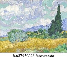 Cornfield With Cypresses Art Print - Cornfield With Cypresses