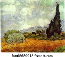Cornfield With Cypresses Art Print - Cornfield With Cypresses