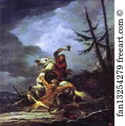 Tiger Art Print - Cossack Fighting Off A Tiger