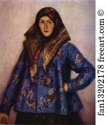1892 Oil On Canvas Private Collection Art Print - Cossak Woman (Portrait Of L. T. Motorina)