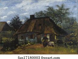 La Art Print - Cottage And Woman With Goat / Farmhouse In Nuenen (La Chaumiére)