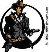 Free Art Print Of Skull Cowboy Aiming Guns Graphic Image Of A Cowboy