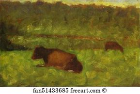 Cows Art Print - Cows In A Field