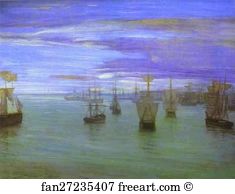 Flesh Art Print - Crepuscule In Flesh Color And Green: Valparaiso