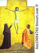 Techniques Art Print - Crucifixion. Pediment Panel Of The Polyptych Of The Misericordia
