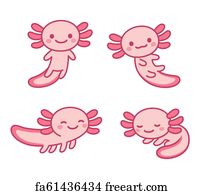 Free art print of Cute axolotl cartoon vector illustration. Vector