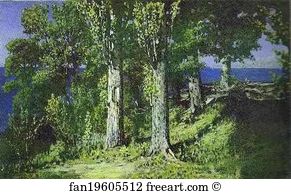 Seashore The Crimea Art Print - Cypresses On A Seashore. The Crimea