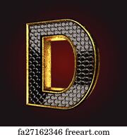 free art print of d gold letter with swirly ornaments freeart fa11450990