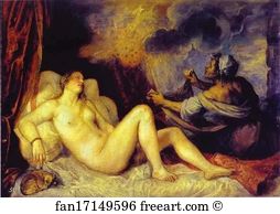 1554 Art Print - Danae With Nursemaid