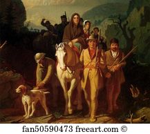 Daniels Art Print - Daniel Boone Escorting Settlers Through The Cumberland Gap. Detail