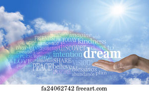 Healing Rainbow Sky Word Cloud Art Print Home Decor Wall Art Poster G