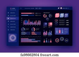 Free art print of Dashboard UI. Admin panel vector design template with ...