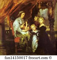 And Her Children Art Print - Deborah Kip, Wife Of Sir Balthasar Gerbier, And Her Children