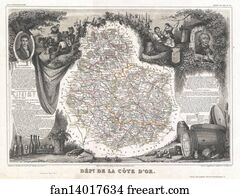 Cotes Art Print - Dept. De La Cote D'or.