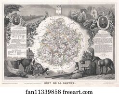 Sarthe Art Print - Dept. De La Sarthe.