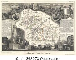 France Map Art Print - Dept. De Loir-Et-Cher