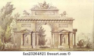 Pen And Ink The Tretyakov Gallery Art Print - Design Of A Triumphal Arch