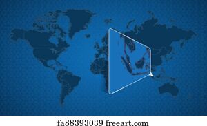 Free art print of Detailed world map with pinned enlarged map of ...