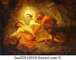 And Satyr Art Print - Diana, Endymion, And Satyr