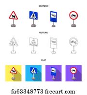 Free art print of Different types of road signs outline, monochrome ...