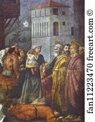 Distribution Art Print - Distribution Of The Goods Of The Community And The Death Of Ananias