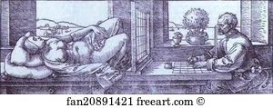 Draughtsman Art Print - Draughtsman Drawing A Recumbent Woman