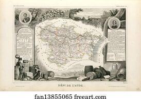 E Art Print - Dépt. De L'aude (Région Du Sud-Est)