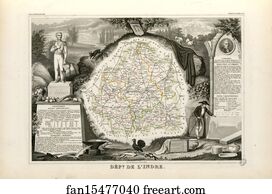 Regions Art Print - Dépt. De L'indre (Région Du Centre)