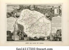 Cher Art Print - Dépt. De Loir Et Cher (Région Ouest)