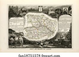 Dept De Maine Et Loire Art Print - Dépt. De Maine Et Loire (Région De L'ouest)