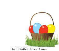 Free art print of Easter basket. Vector hand drawn vintage background