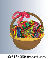 Free art print of Easter basket. Vector hand drawn vintage background ...