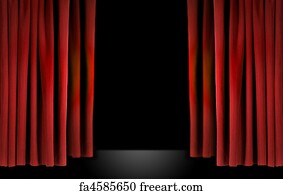 Free Art Print Of Dramatic Stage With Red Velvet Theater Curtains