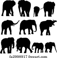 Free art print of Elephants in black and white. Wild African elephants