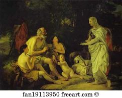 1824 Oil On Canvas The Tretyakov Gallery Art Print - Erminia And The Shepherds