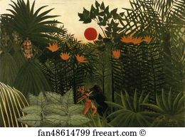Virginia Art Print - Exotic Landscape, Fight Between Gorilla And Indian