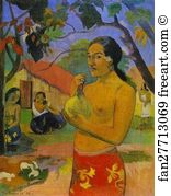 Holding Art Print - Eü Haere Ia Oe (Woman Holding A Fruit)