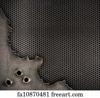 Military Art Print - Metal With Bullet Holes Military Background