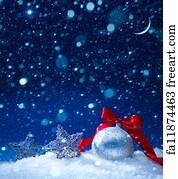  Art Print - Art Snow Christmas Decoration Magic Lights Background