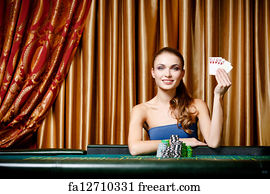 Poker Art Print - Female Gambler At The Poker Table