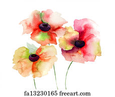 Free art print of Poppy flowers. Poppy flowers, watercolor illustration ...