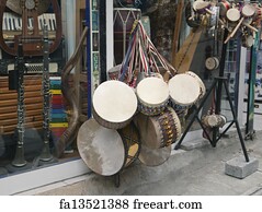  Art Print - Souvenir Drums In Istanbul Shop