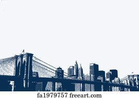 Free art print of Cartoon New York Skyline. Cartoon silhouette of the